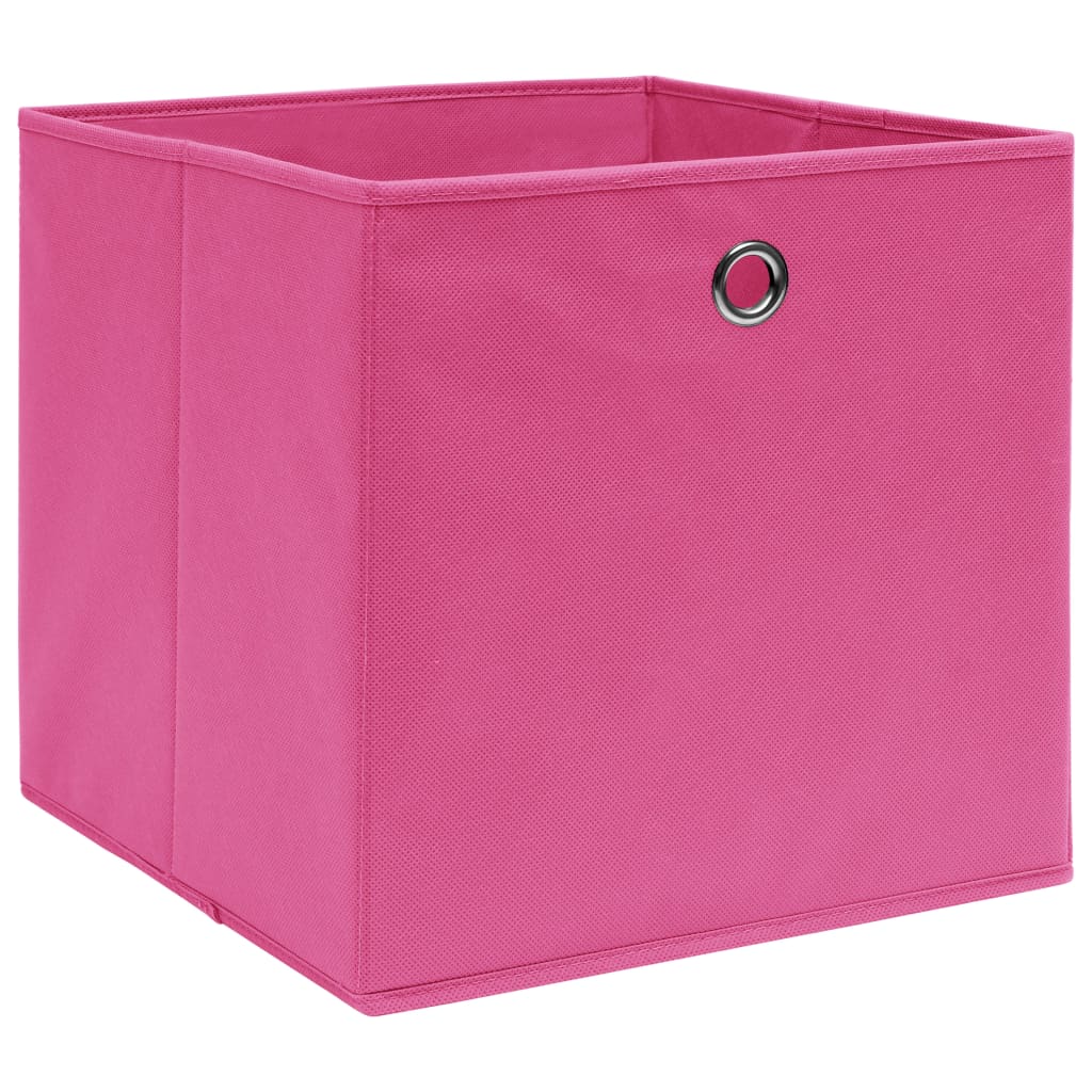 vidaXL Škatle za shranjevanje 10 kosov roza 32x32x32 cm blago
