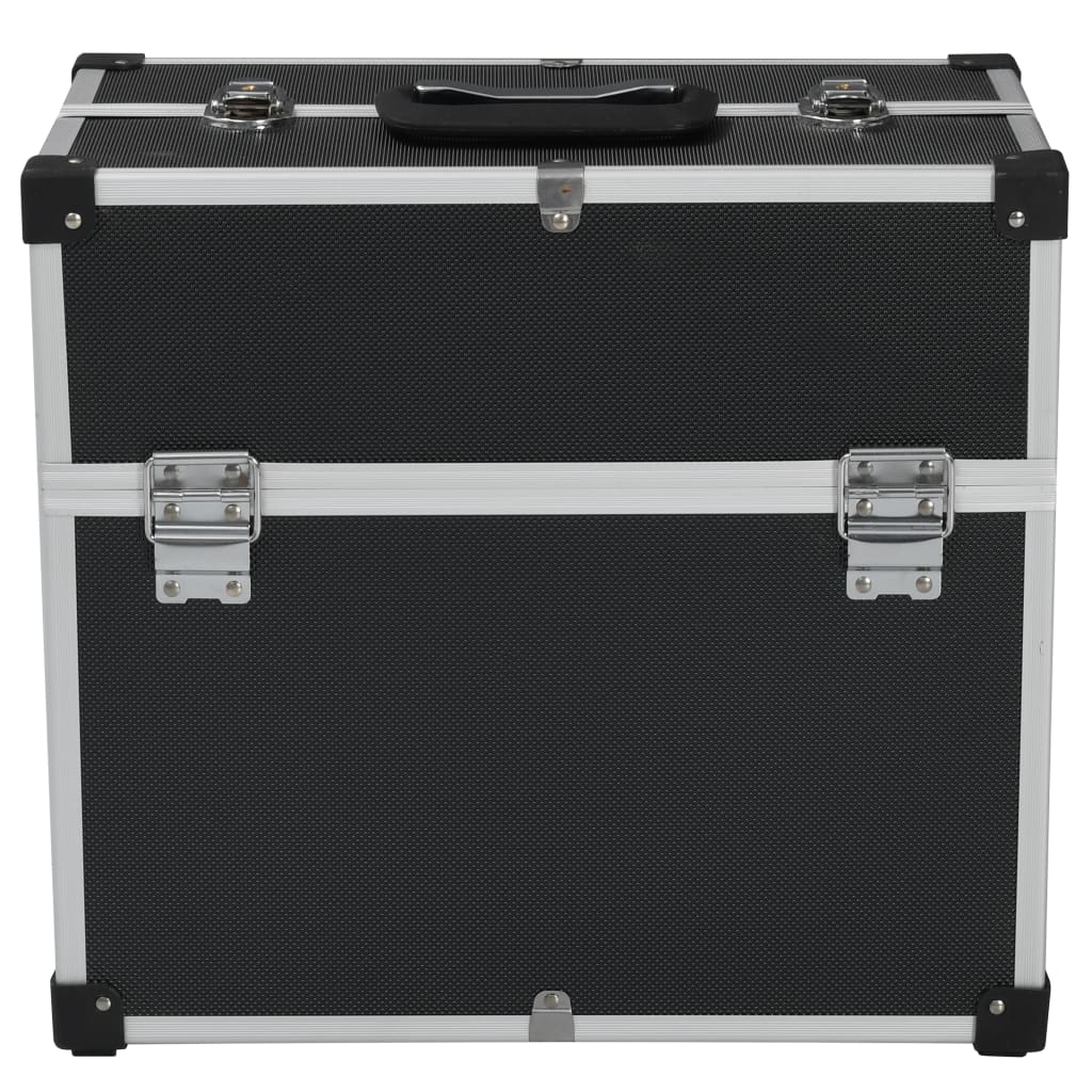 vidaXL Kovček za orodje 38x22,5x34 cm črn aluminij