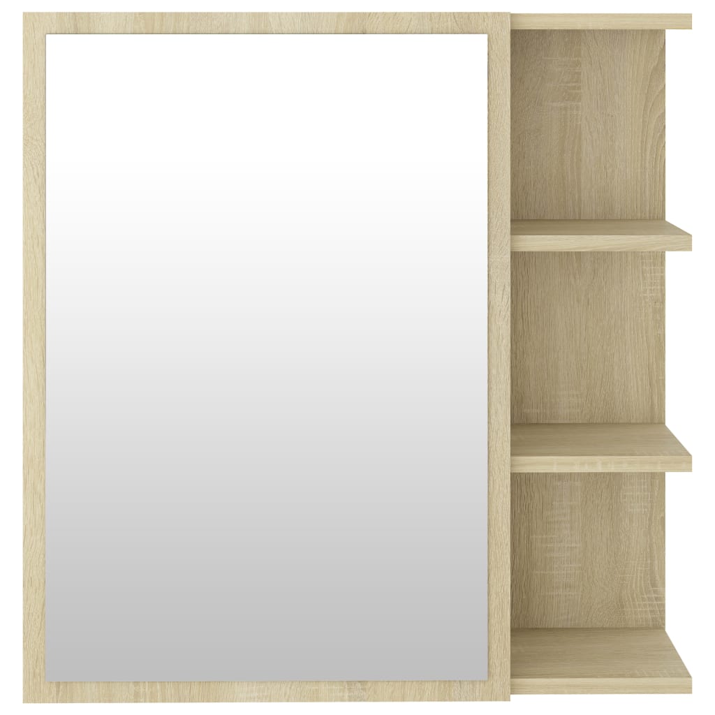 vidaXL Kopalniška omarica z ogledalom sonoma hrast 62,5x20,5x64 cm