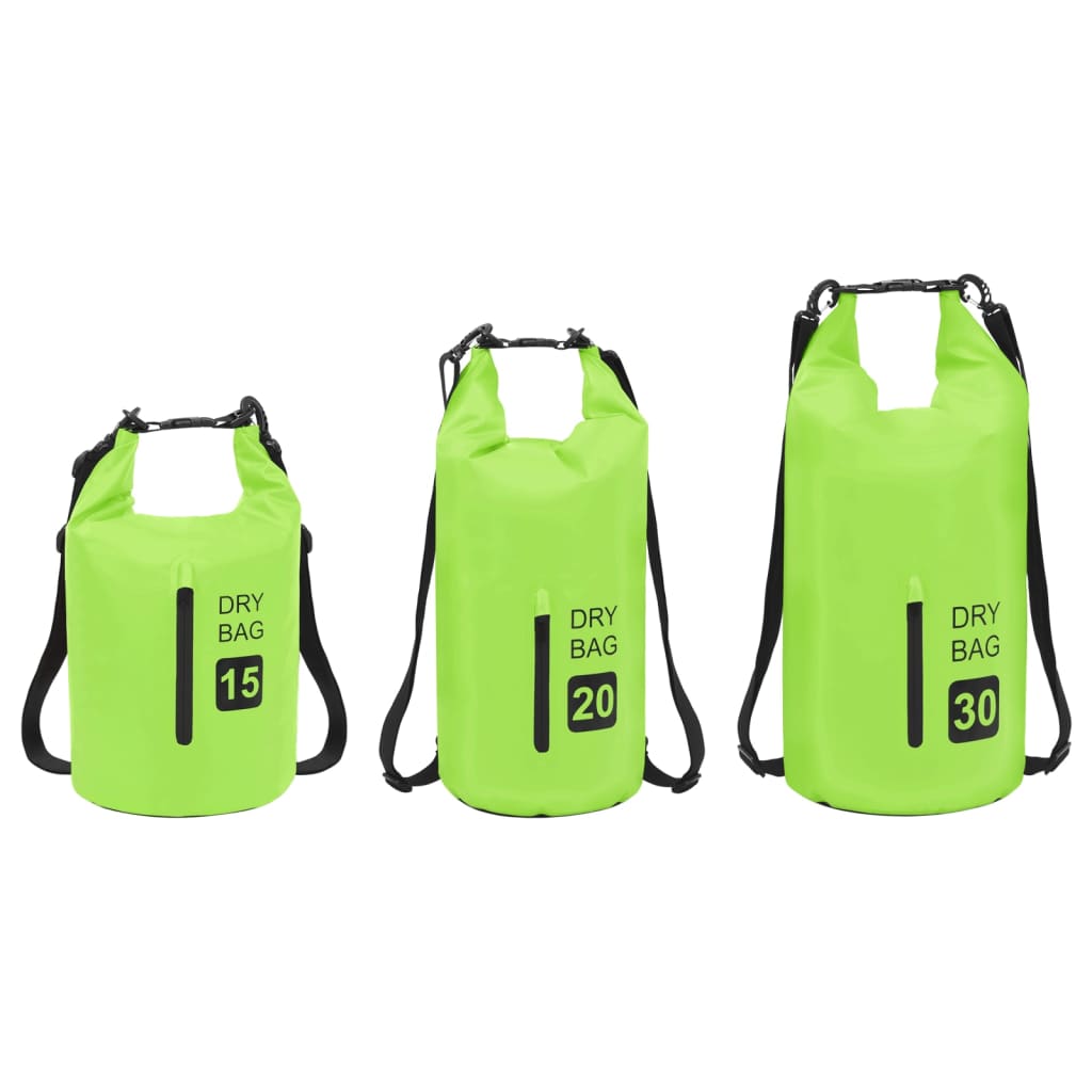 vidaXL Torba Dry Bag z zadrgo zelena 30 L PVC