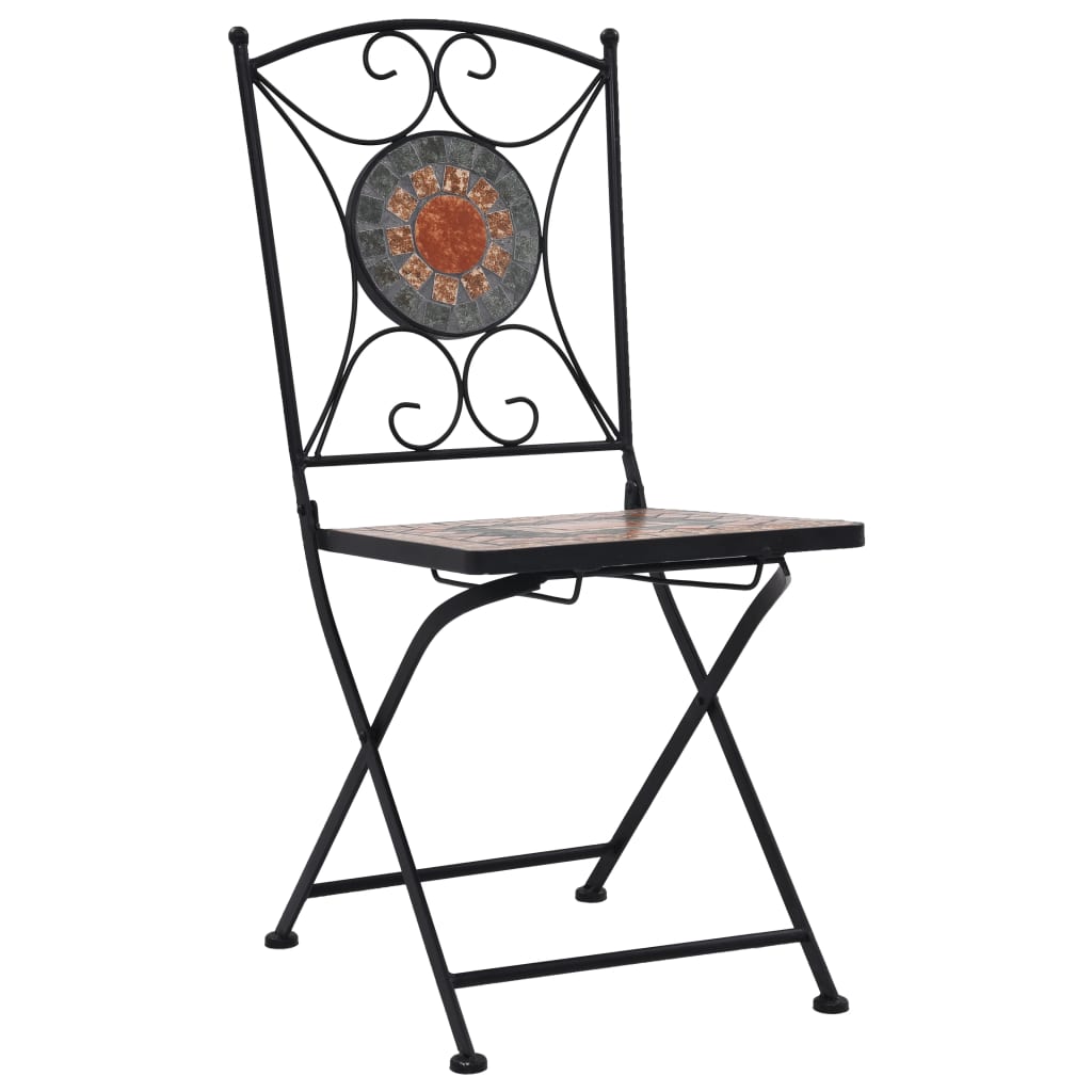 vidaXL Bistro stoli z mozaikom 2 kosa oranžni/sivi