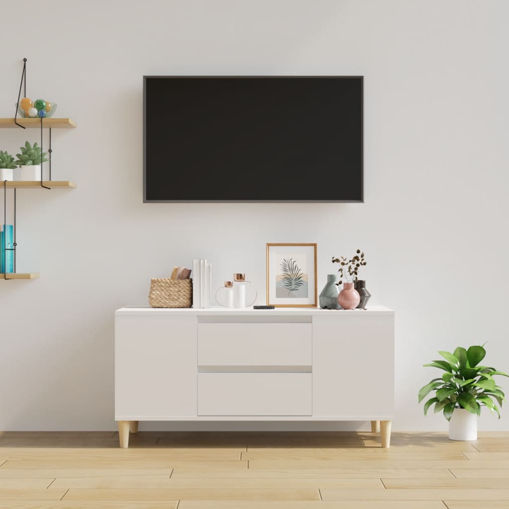 vidaXL TV omarica visok sijaj bela 102x44,5x50 cm inženirski les