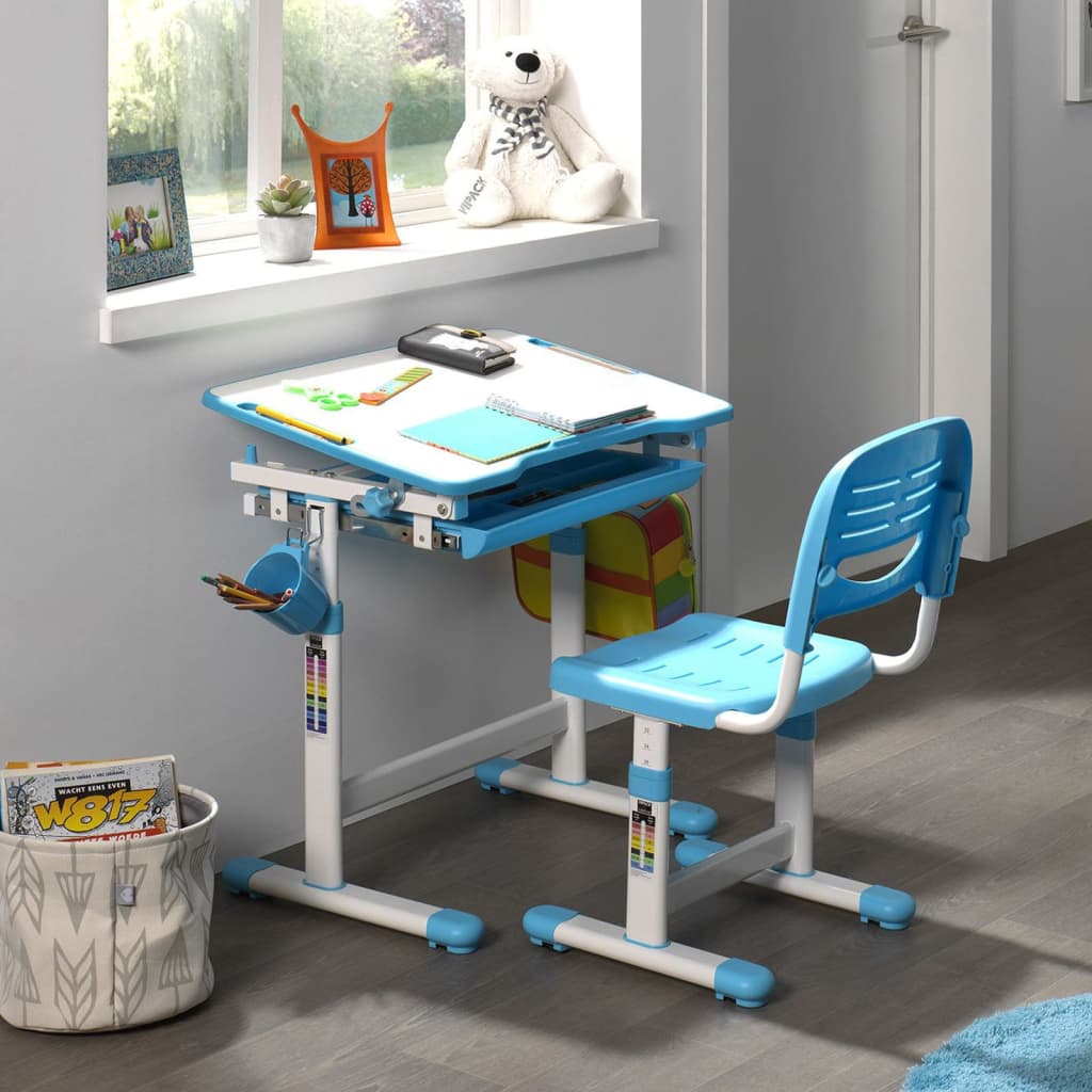 Vipack Nastavljiva otroška miza Comfortline 201 s stolom modra in bela