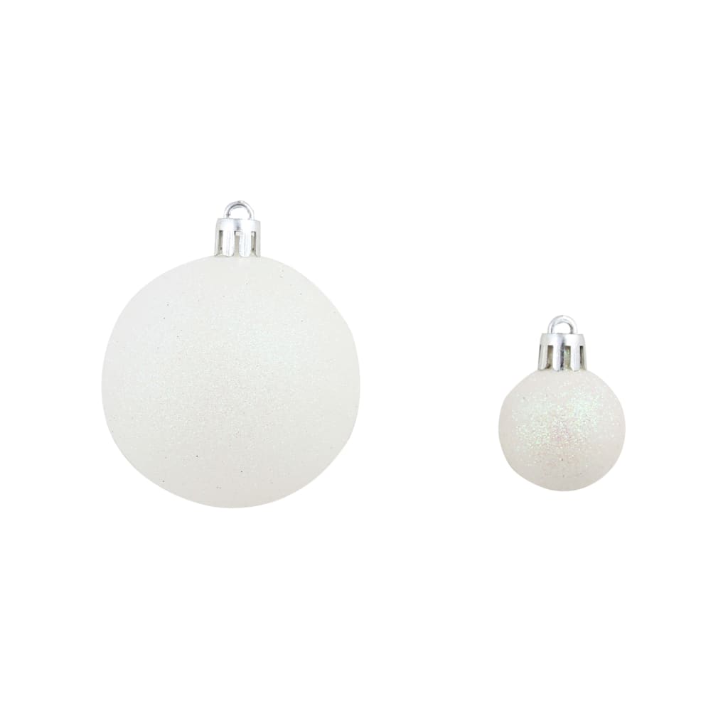 vidaXL Božično novoletne kroglice 100 kosov 3/4/6 cm bele/sive
