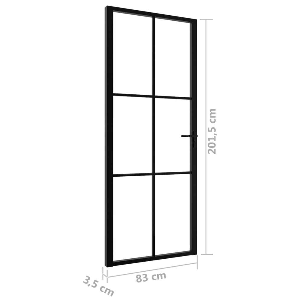 vidaXL Notranja vrata ESG steklo in aluminij 83x201,5 cm črna