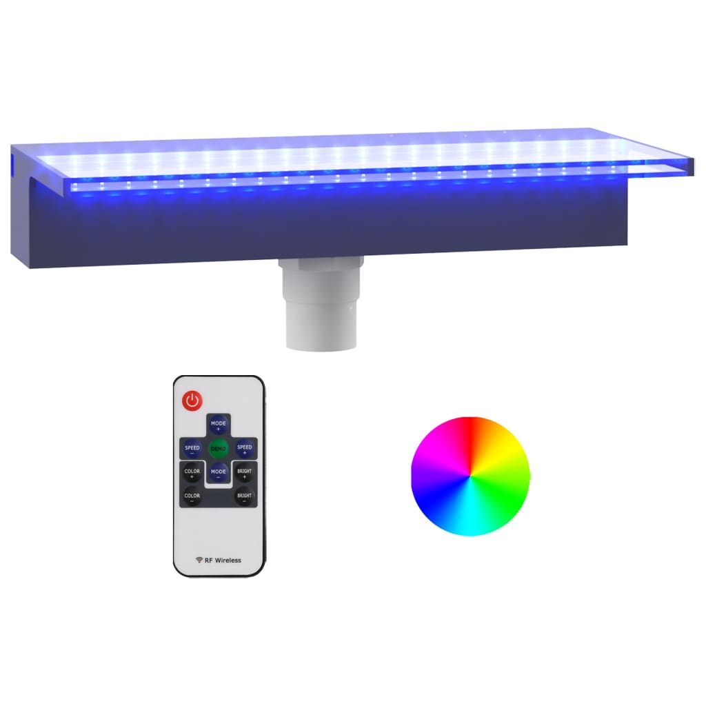 vidaXL Slap za bazen z RGB LED lučmi akril 45 cm