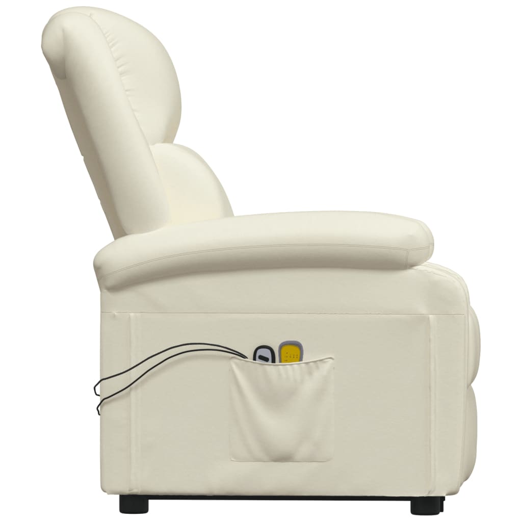 vidaXL Masažni stol s funkcijo vstajanja krem umetno usnje