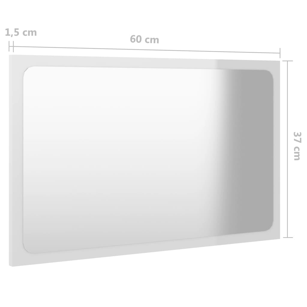vidaXL Kopalniško ogledalo visok sijaj belo 60x1,5x37 cm iverna pl.