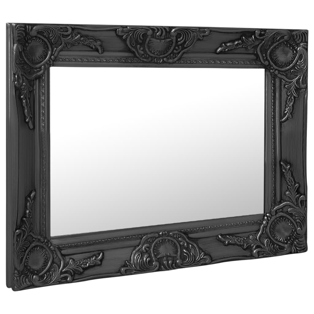 vidaXL Stensko ogledalo v baročnem stilu 50x40 cm črno