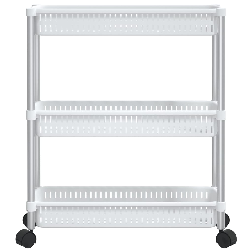 vidaXL 3-nadstropni voziček za shranjevanje srebrn in bel aluminij