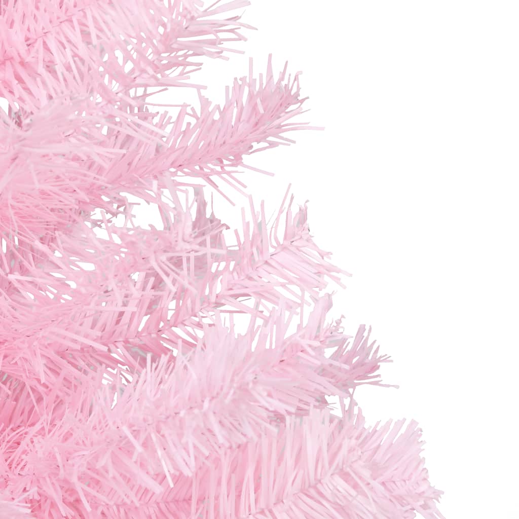 vidaXL Umetna osvetljena novoletna jelka z bunkicami roza 150 cm PVC