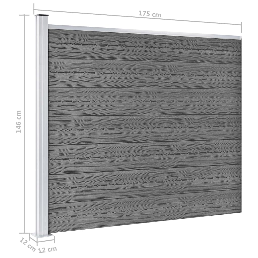 vidaXL Komplet ograjnih panelov WPC 526x146 cm siv