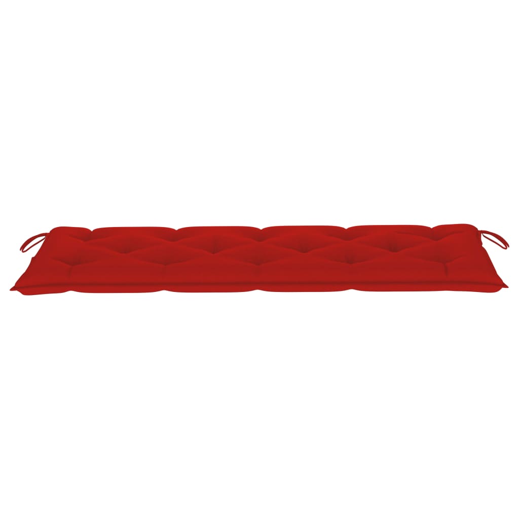vidaXL Klop Batavia z rdečo blazino 150 cm trdna tikovina