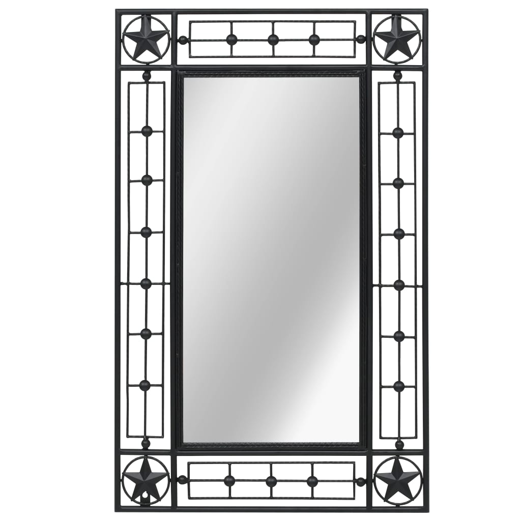 vidaXL Vrtno stensko ogledalo pravokotno 50x80 cm črno