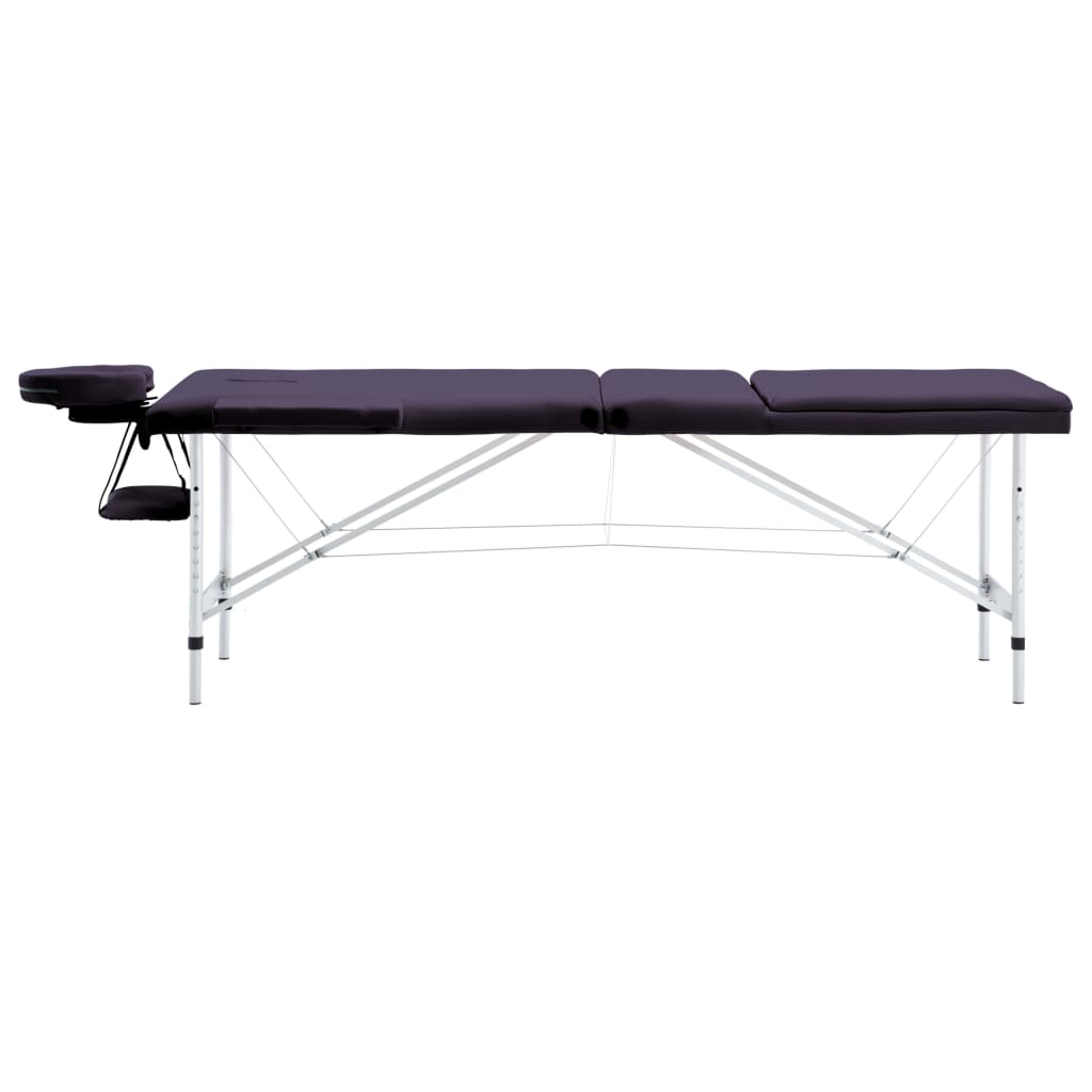 vidaXL Zložljiva masažna miza 3 cone aluminij vijolična