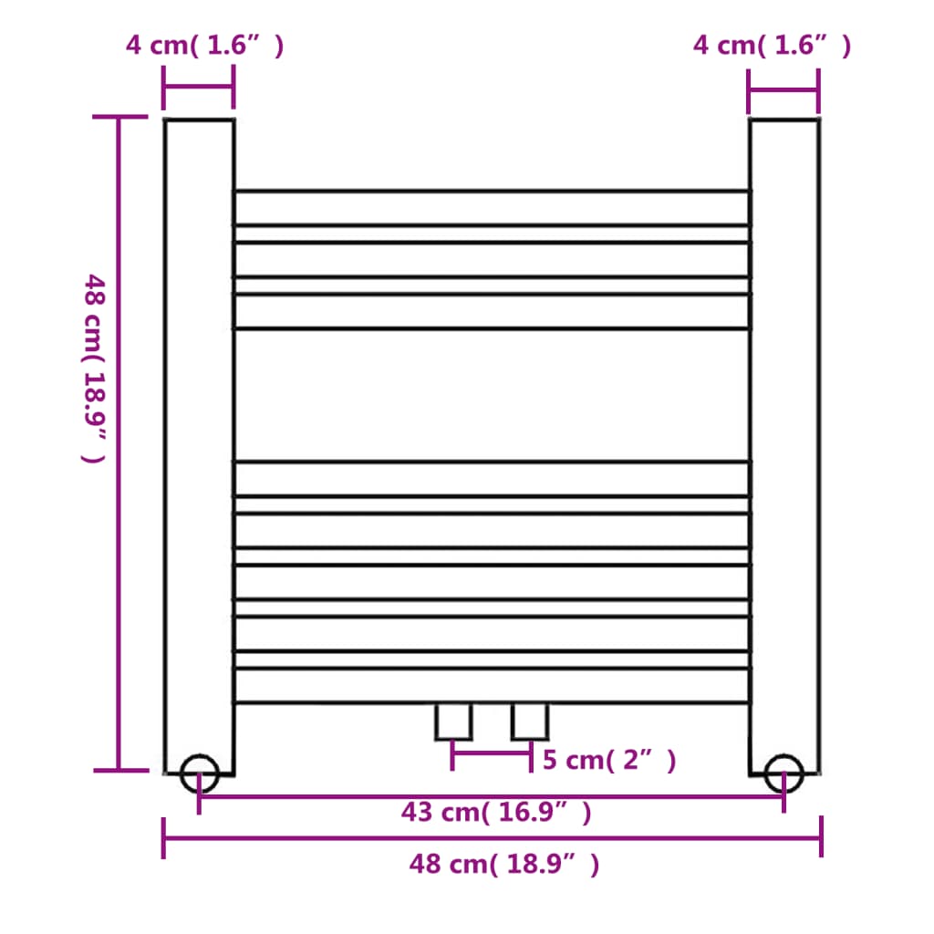 Kopalniški cevni radiator za centralno ogrevanje raven 480x480 mm