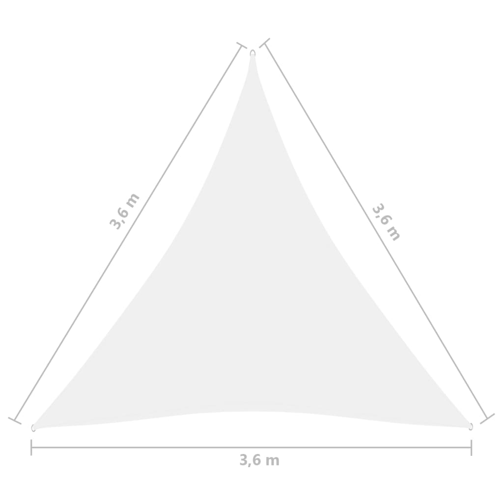 vidaXL Senčno jadro oksford blago trikotno 3,6x3,6x3,6 m belo