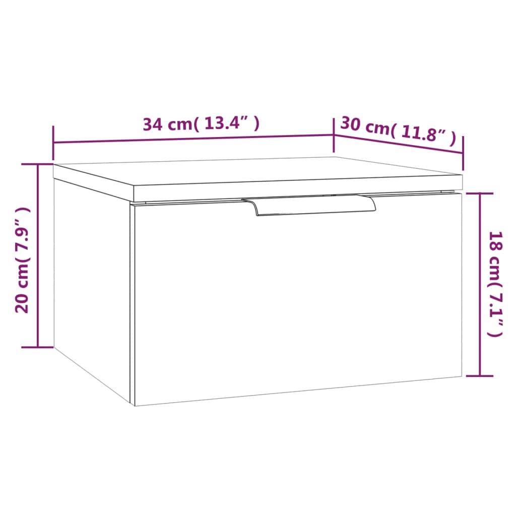 vidaXL Stenska nočna omarica rjavi hrast 34x30x20 cm