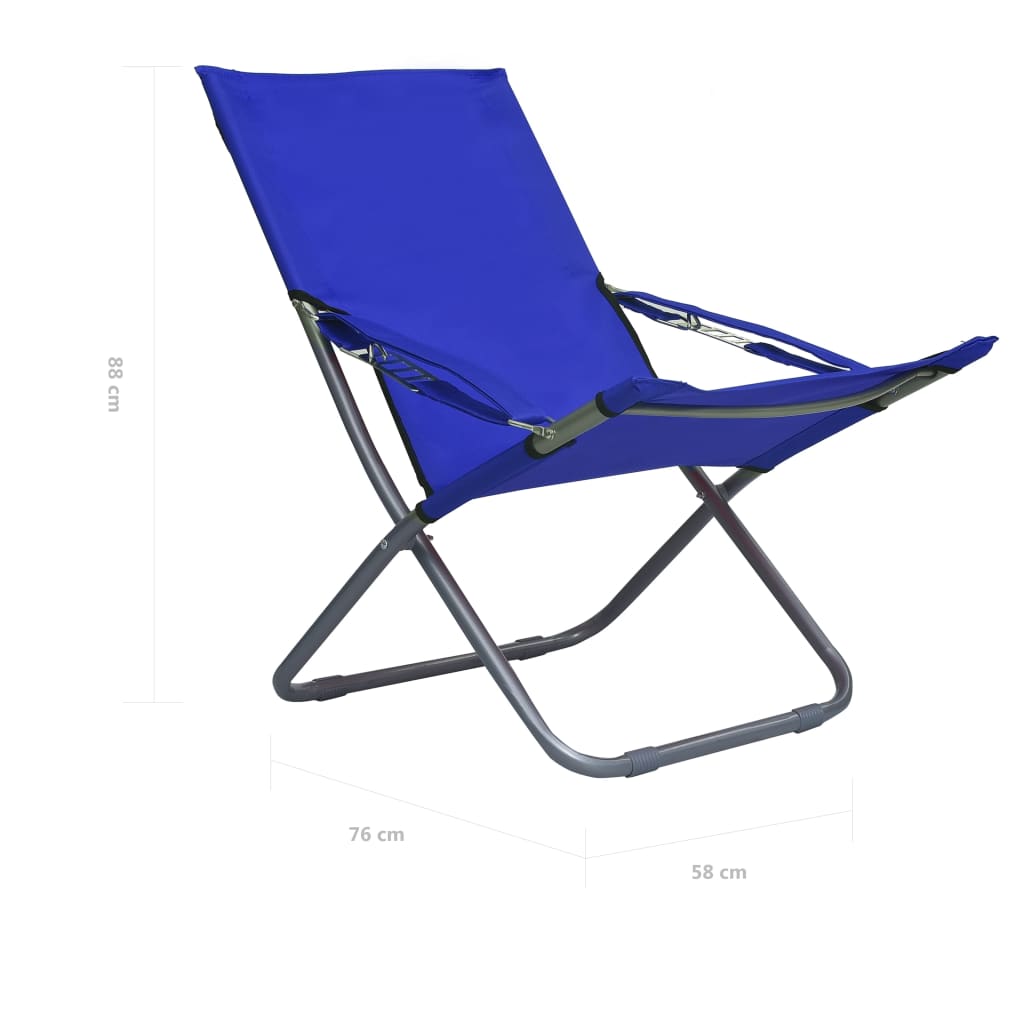vidaXL Zložljivi stoli za na plažo 2 kosa iz blaga modri