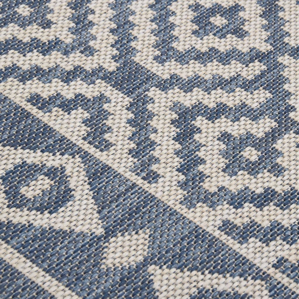 vidaXL Zunanja preproga ploščato tkanje 120x170 cm modre črte