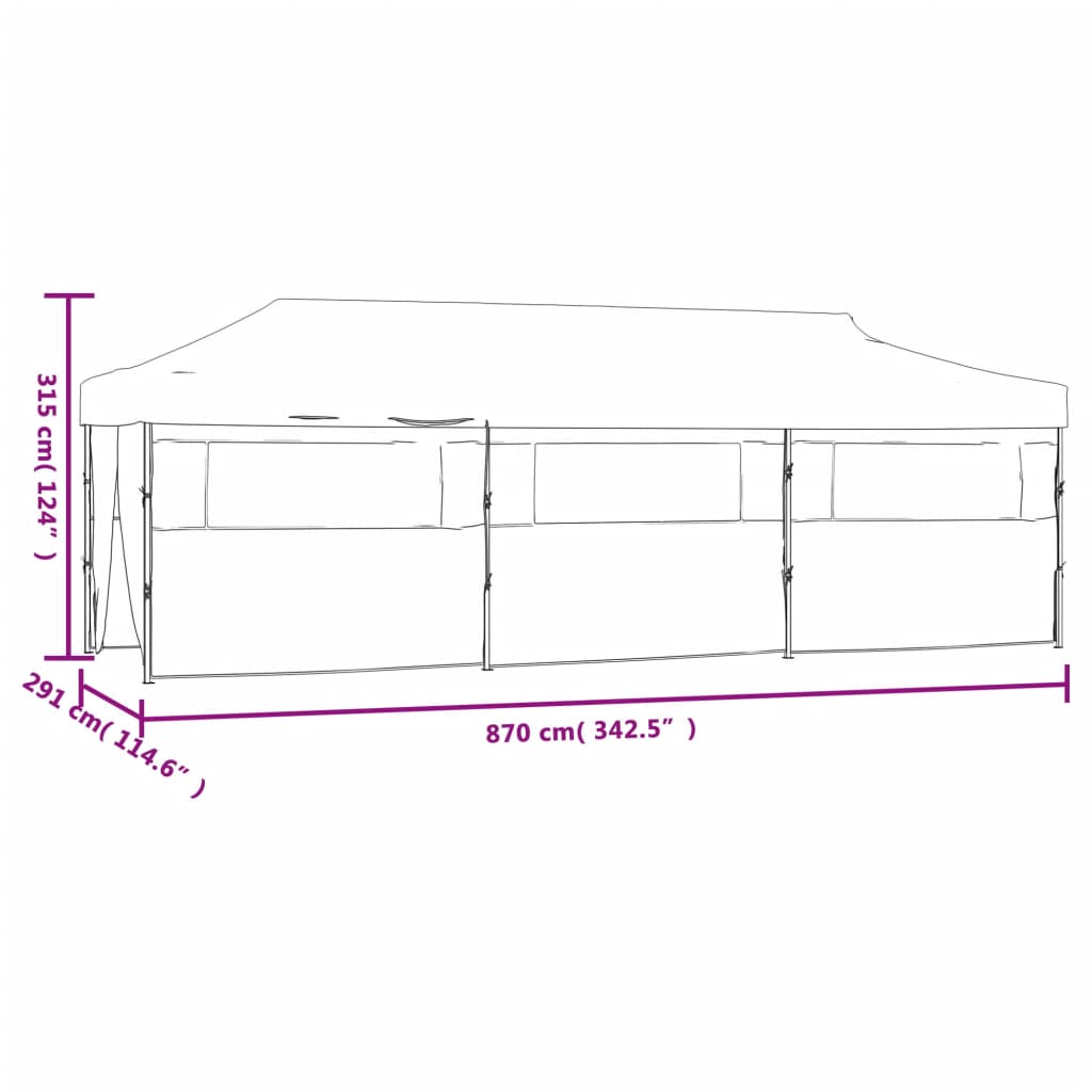vidaXL Zložljiv pop-up šotor za zabave 8 stranic 3x9 m antraciten