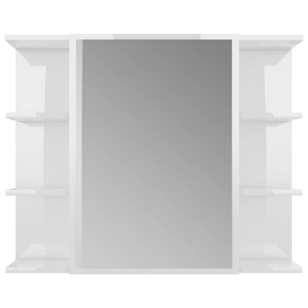 vidaXL Kopalniška omarica z ogledalom visok sijaj bela 80x20,5x64 cm