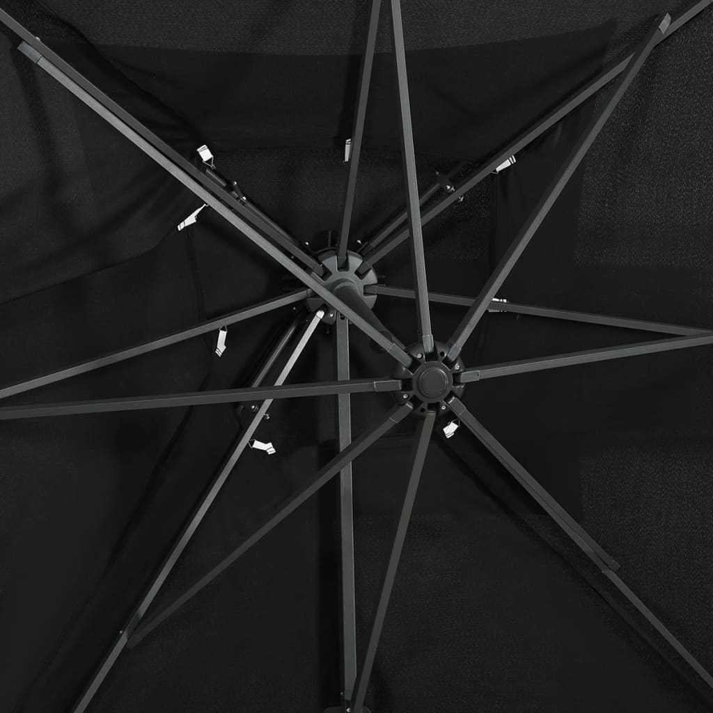 vidaXL Vrtni senčnik z dvojno streho črn 250x250 cm
