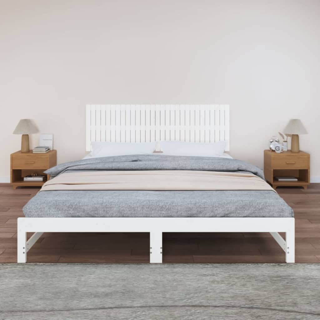 vidaXL Stensko posteljno vzglavje belo 185x3x60 cm trdna borovina