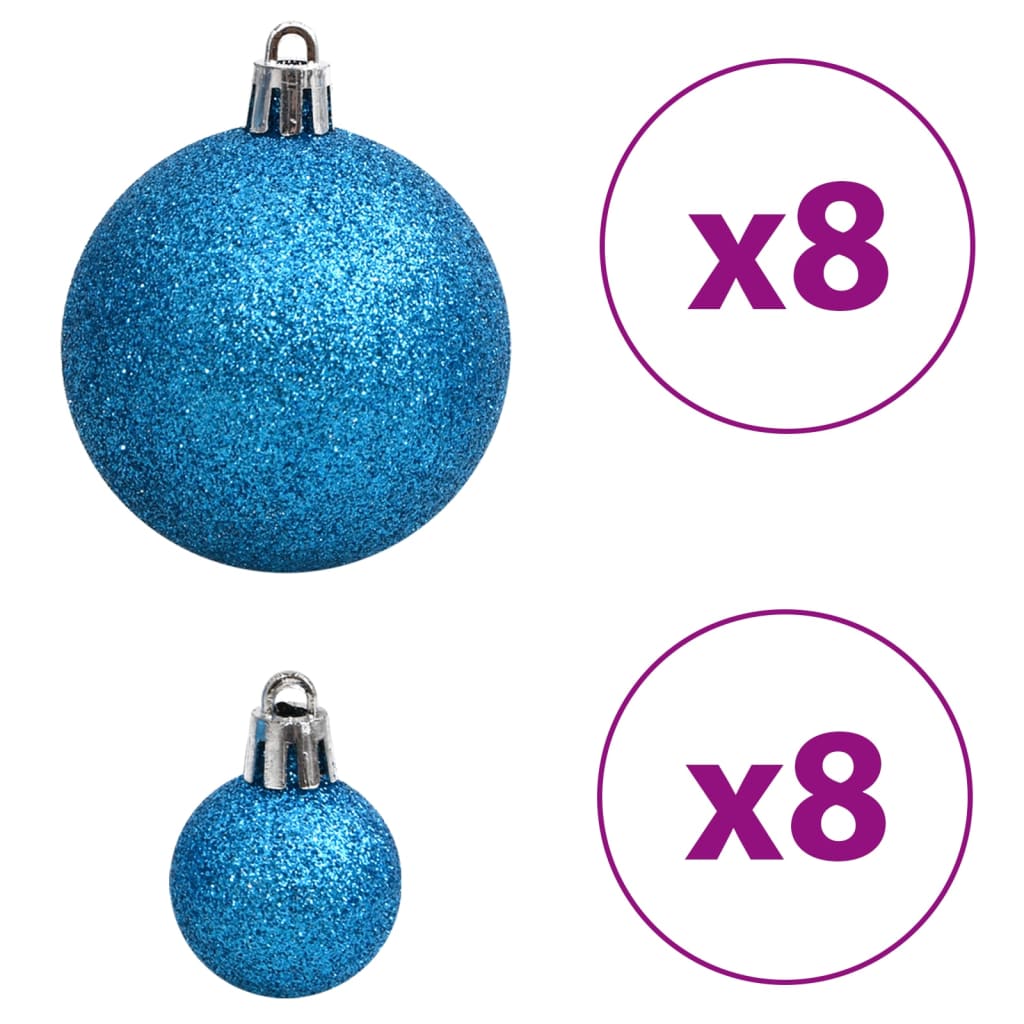 vidaXL Božične bunkice 100 kosov modre in srebrne 3 / 4 / 6 cm