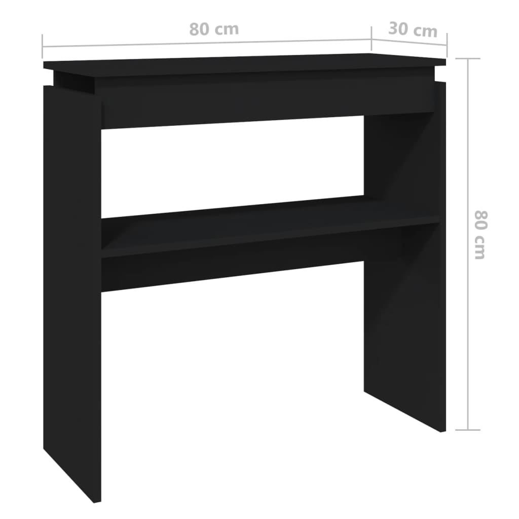 vidaXL Konzolna mizica črna 80x30x80 cm iverna plošča