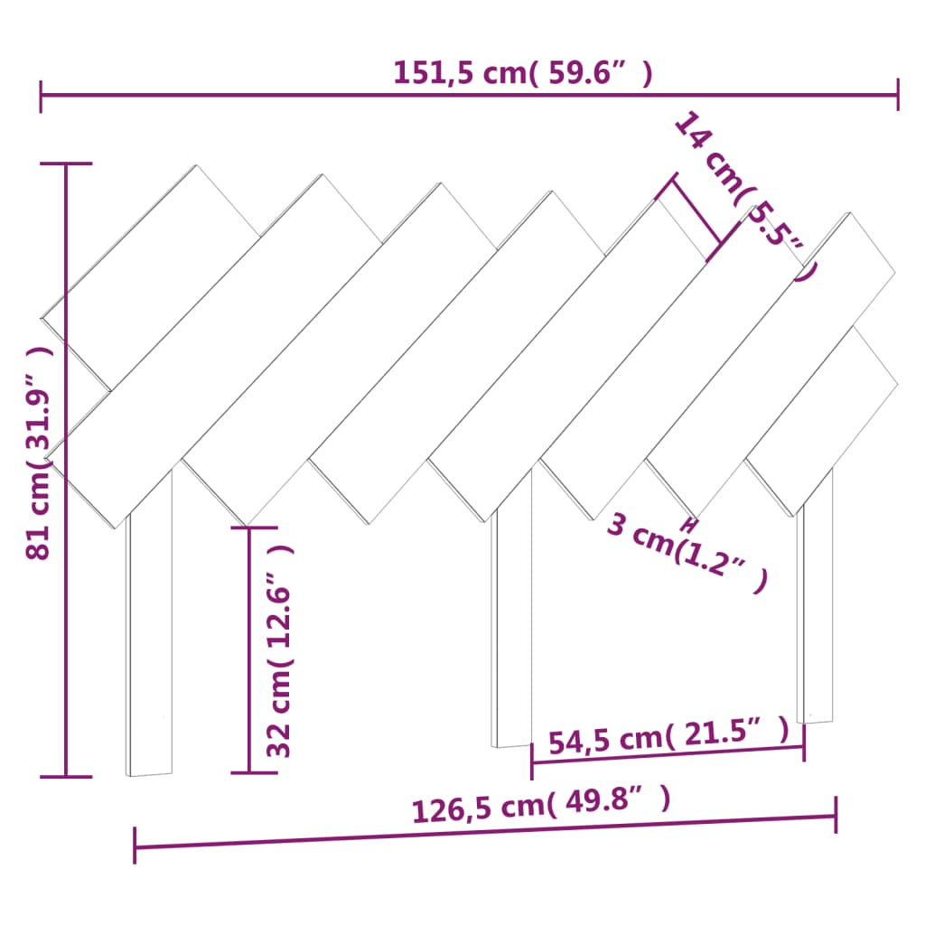 vidaXL Posteljno vzglavje medeno rjavo 151,5x3x81 cm trdna borovina