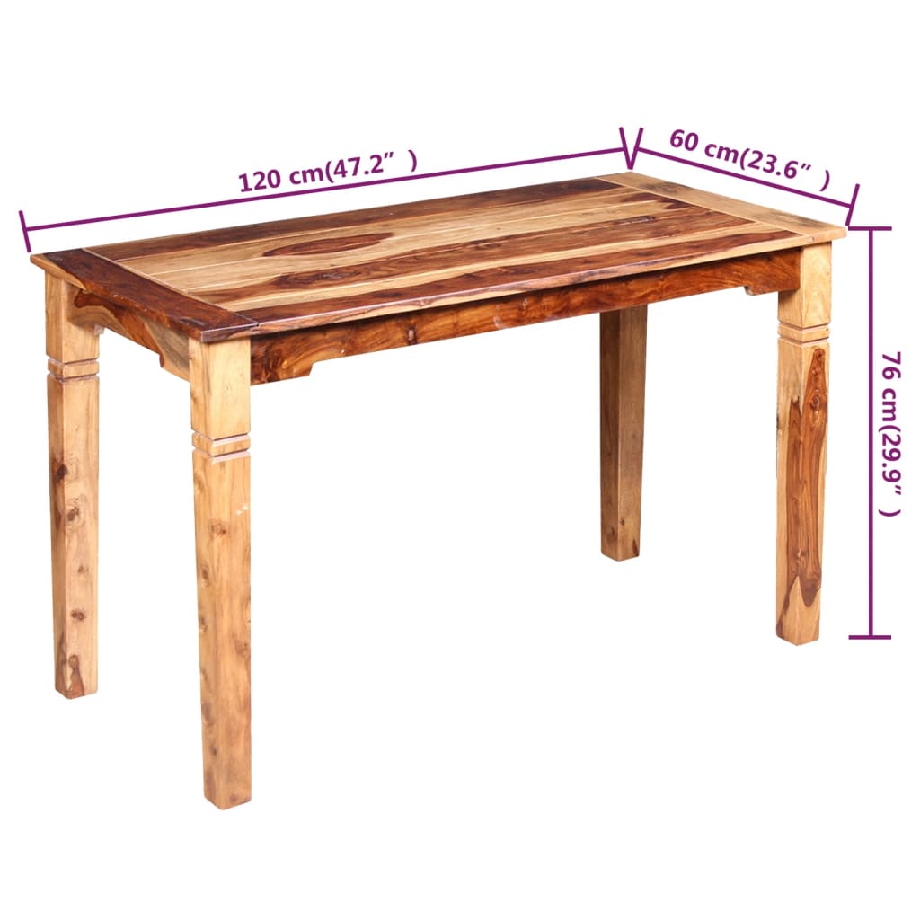vidaXL Jedilna miza iz masivnega palisandra 120x60x76 cm