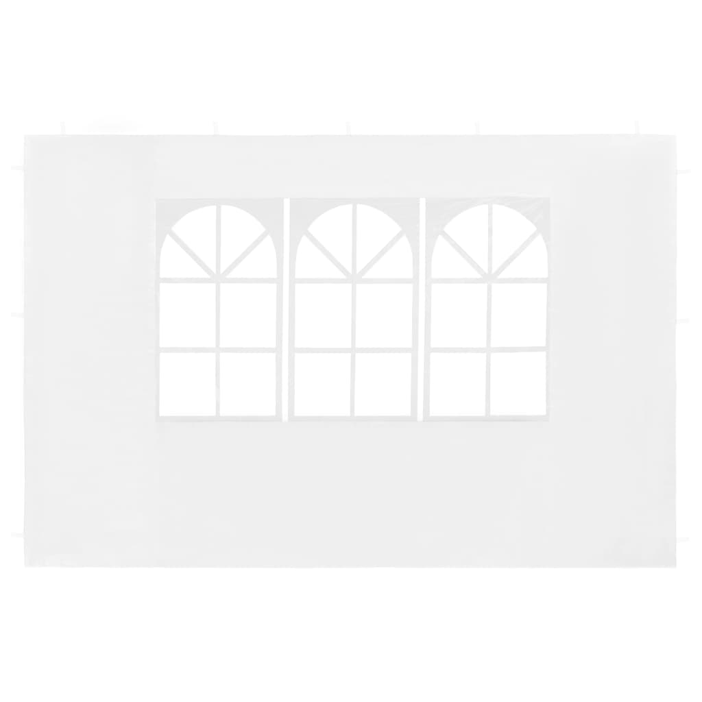 vidaXL Stranice za šotor za zabave 2 kosa z okni PE bele barve