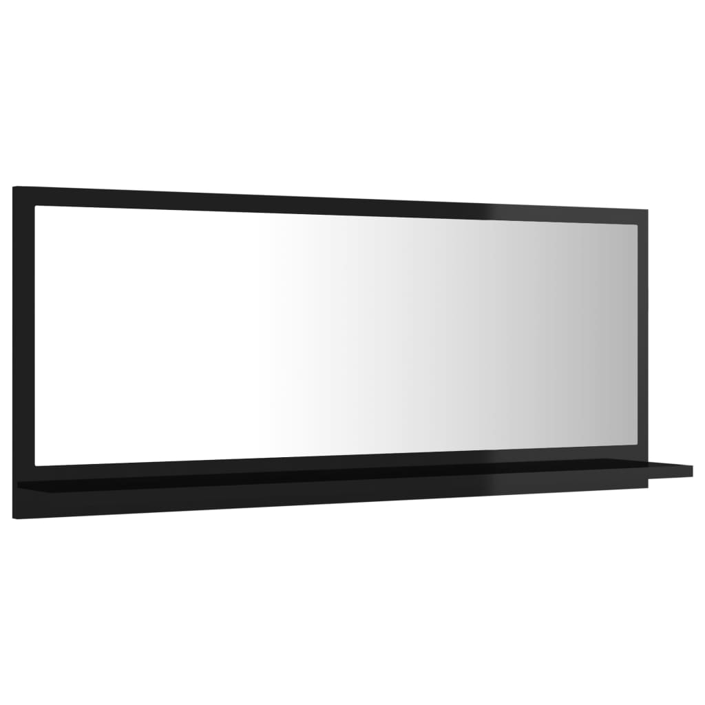 vidaXL Kopalniško ogledalo visok sijaj črno 90x10,5x37 cm iverna pl.
