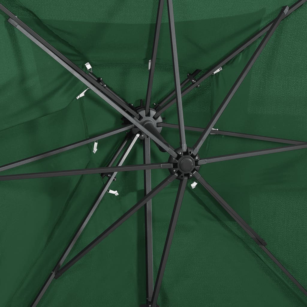 vidaXL Vrtni senčnik z dvojno streho zelen 250x250 cm
