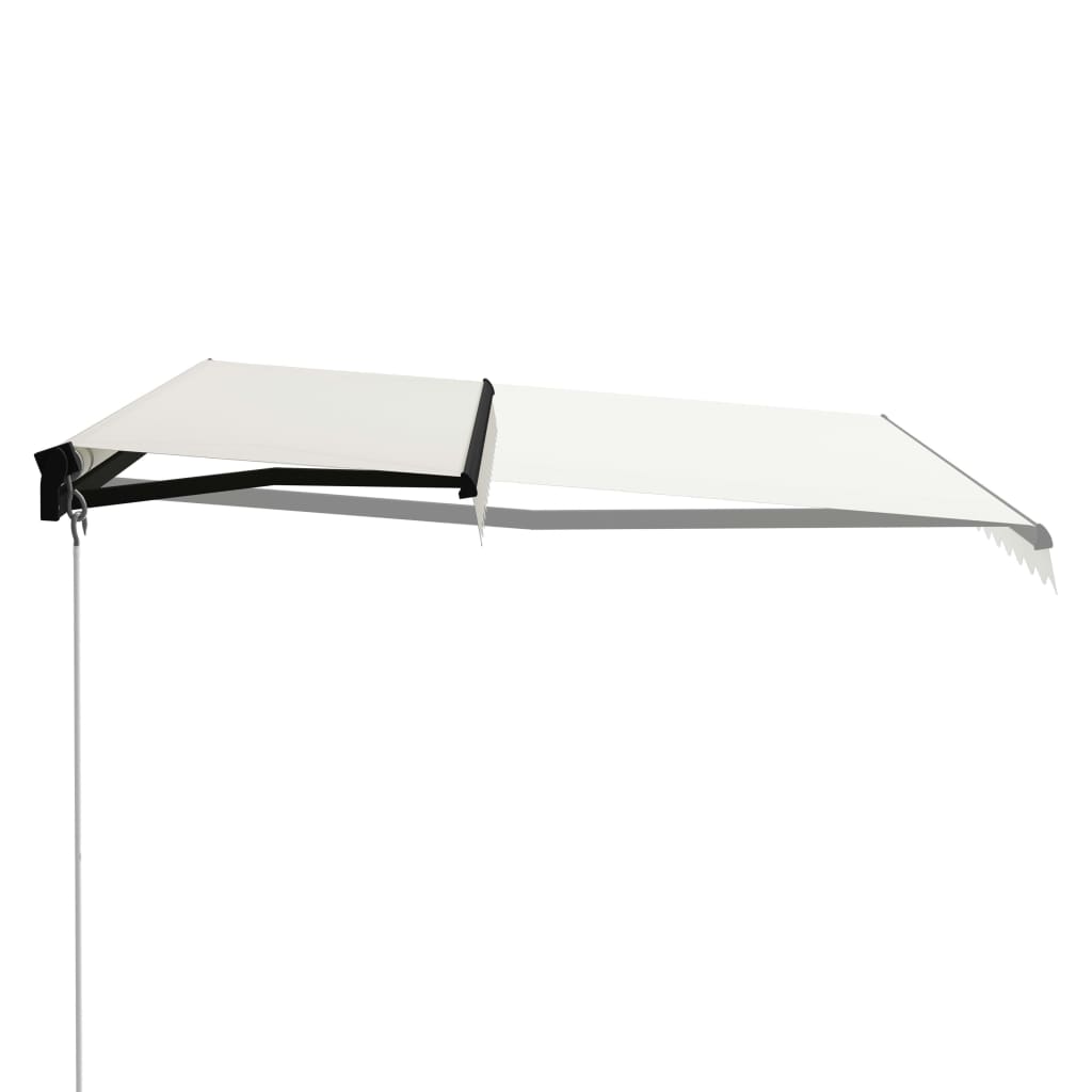 vidaXL Ročno zložljiva tenda LED 400x300 cm krem