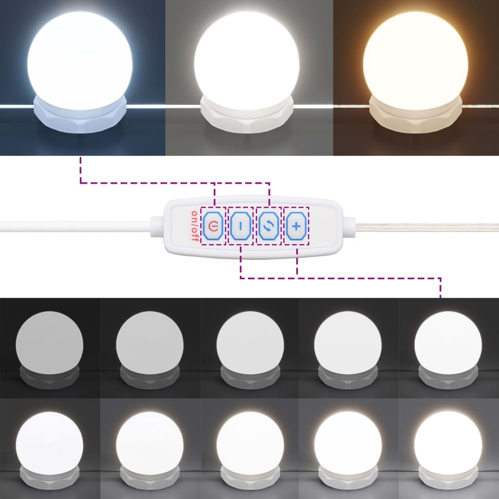vidaXL Toaletna mizica z LED lučkami bela 86,5x35x136 cm