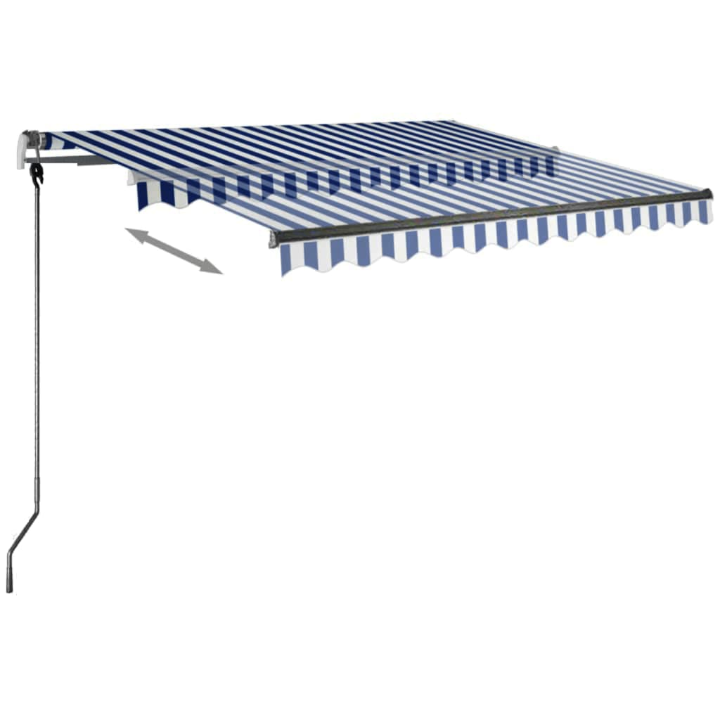 vidaXL Ročno zložljiva tenda z LED lučkami 350x250 cm modra in bela