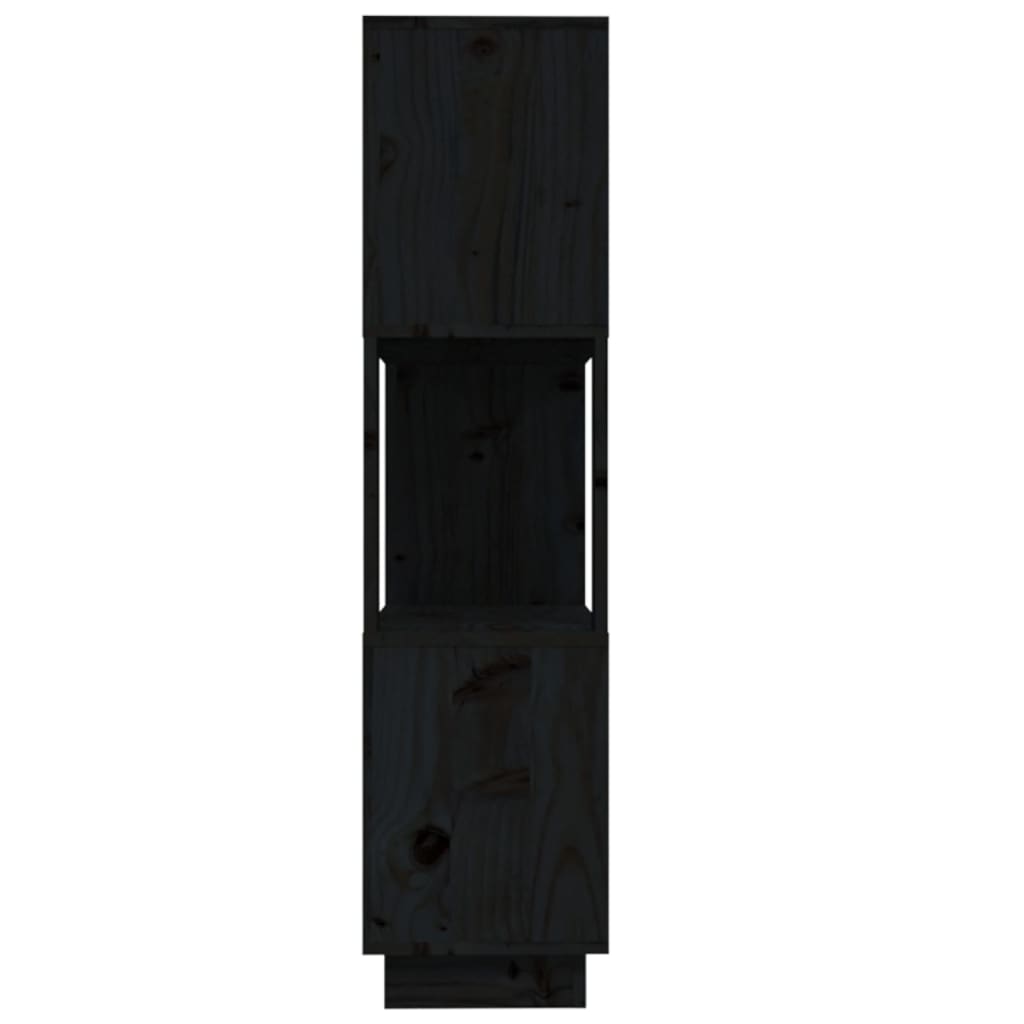 vidaXL Knjižna omara/pregrada črna 80x25x101 cm trdna borovina