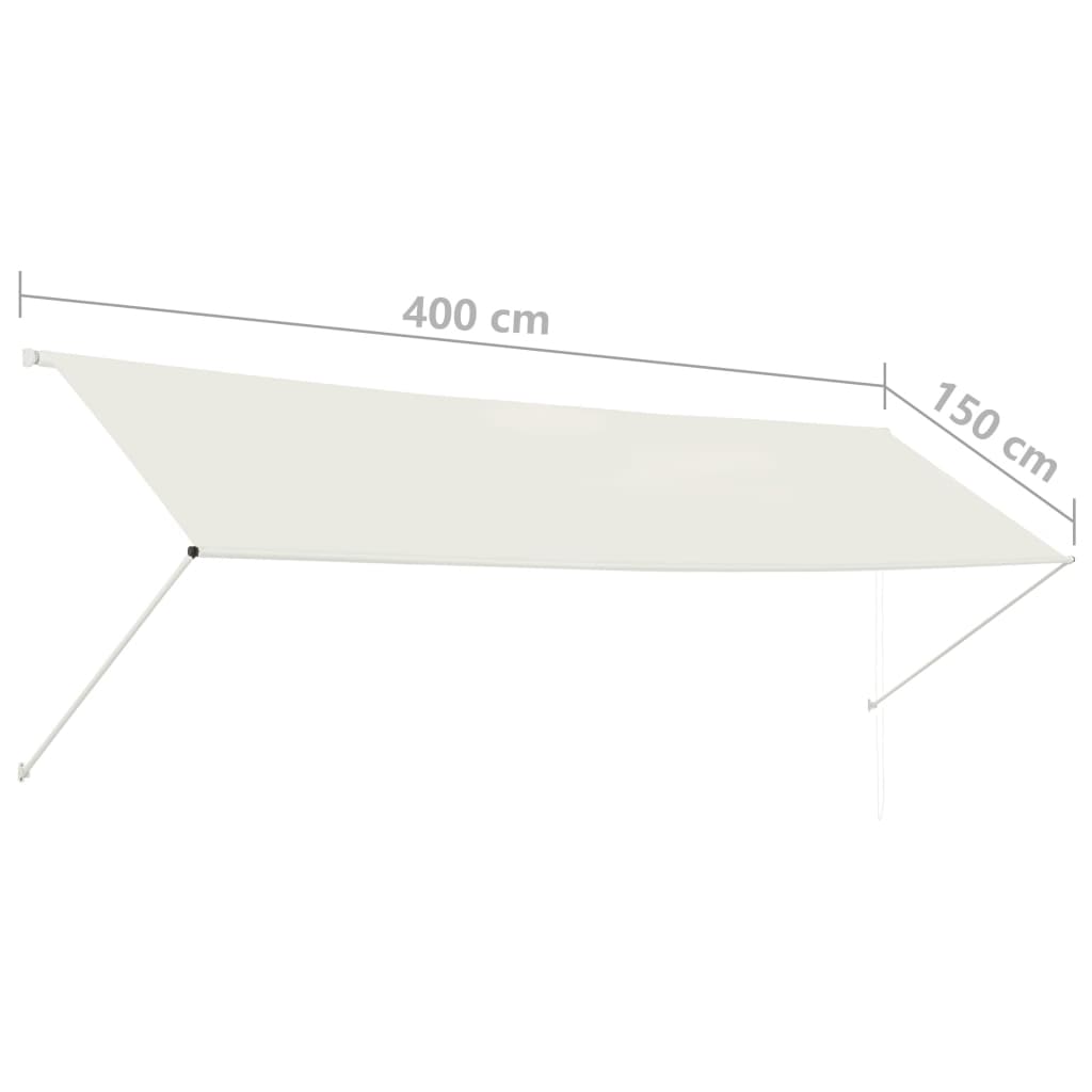 vidaXL Zložljiva tenda 400x150 cm krem