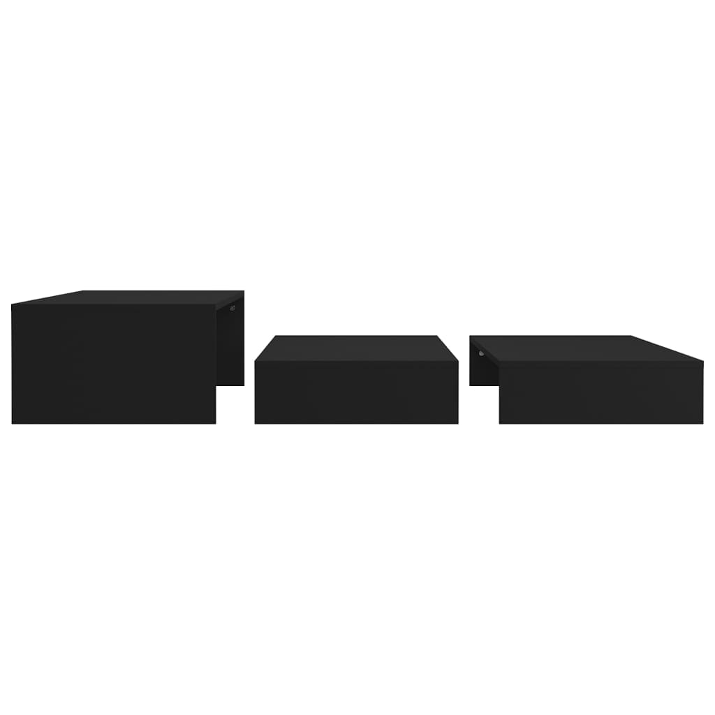 vidaXL Komplet klubskih mizic črne barve 100x100x26,5 cm iverna plošča