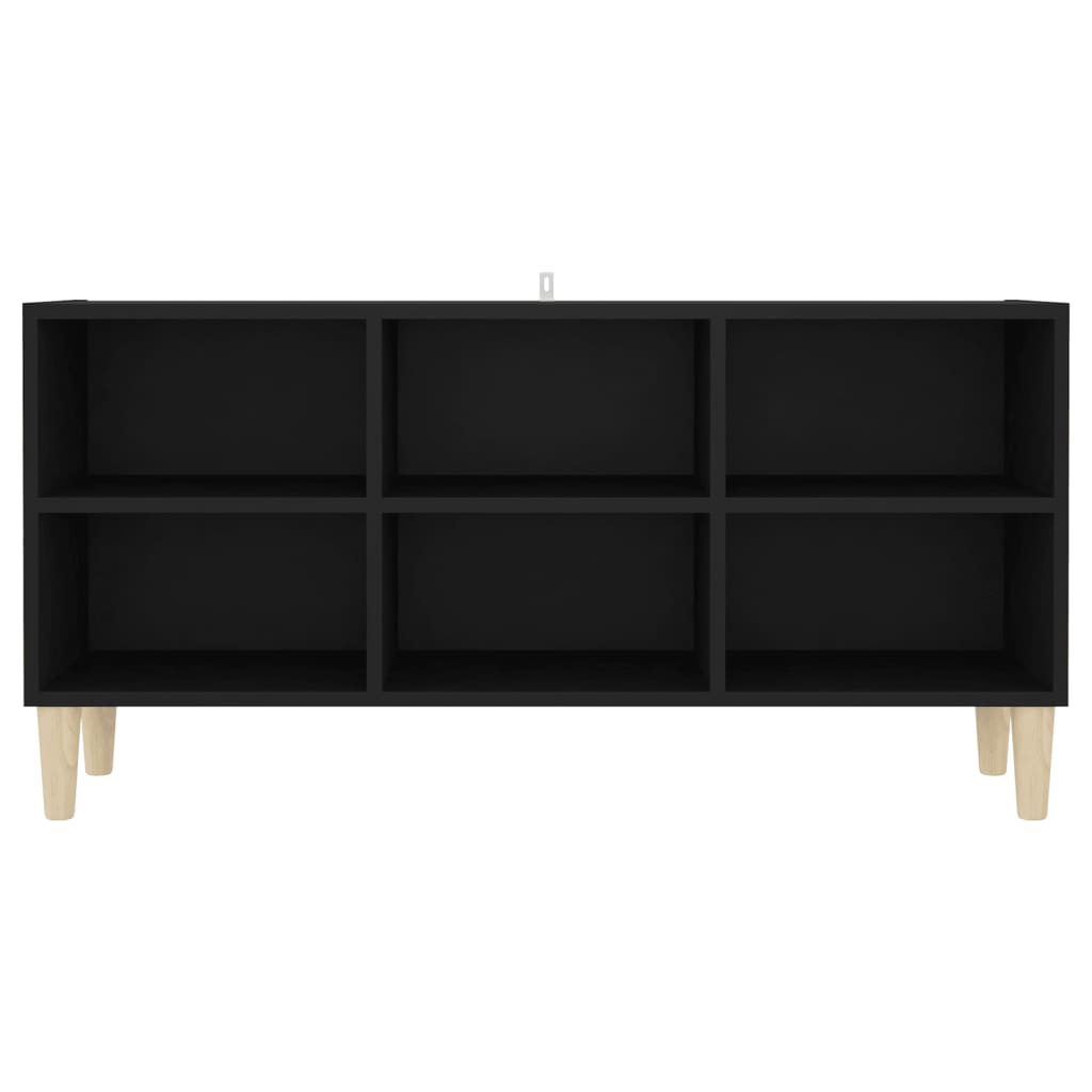 vidaXL TV omarica z lesenimi nogami črna 103,5x30x50 cm