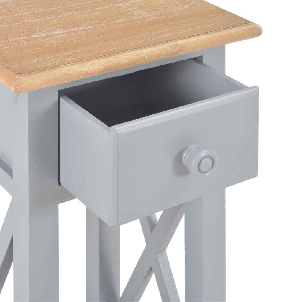 vidaXL Stranska mizica iz lesa 27x27x65,5 cm siva