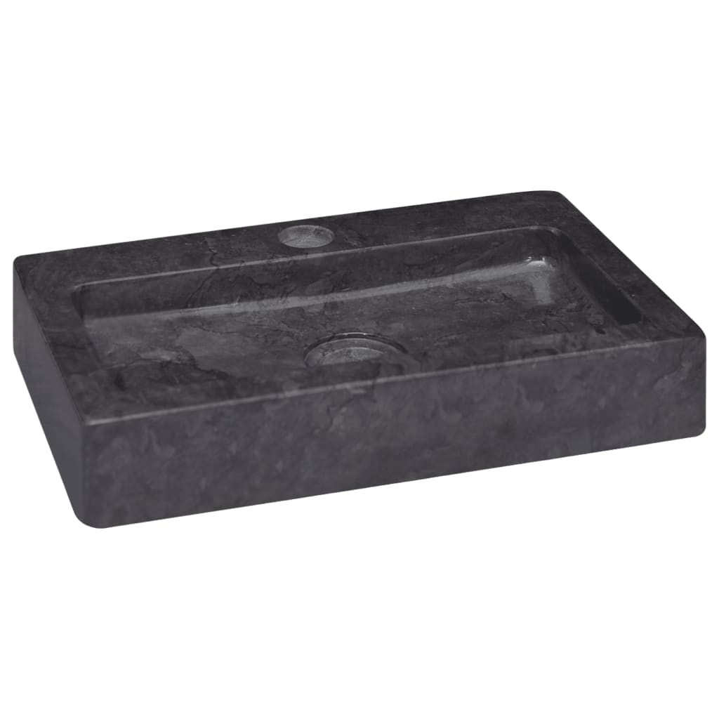 vidaXL Stenski umivalnik črn 38x24x6,5 cm marmor