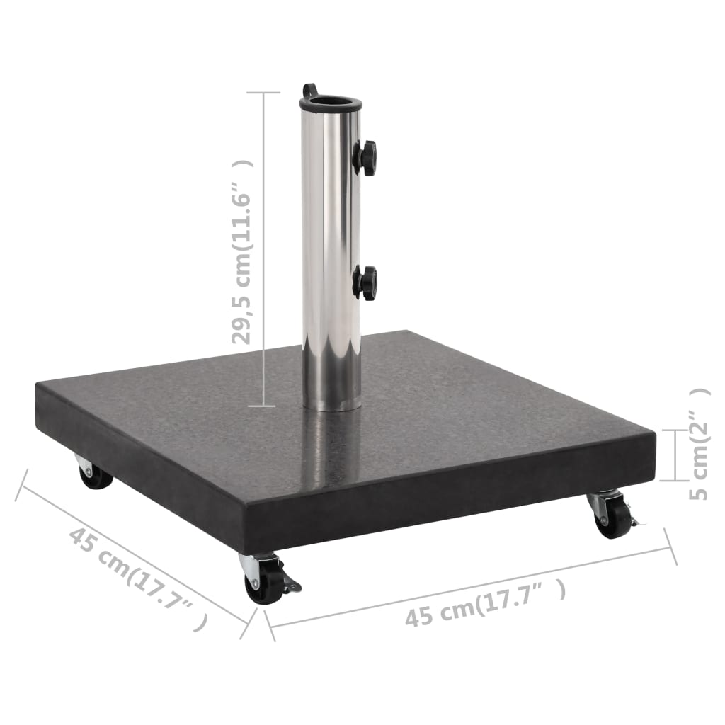 vidaXL Podstavek za senčnik granit 30 kg kvadraten črn