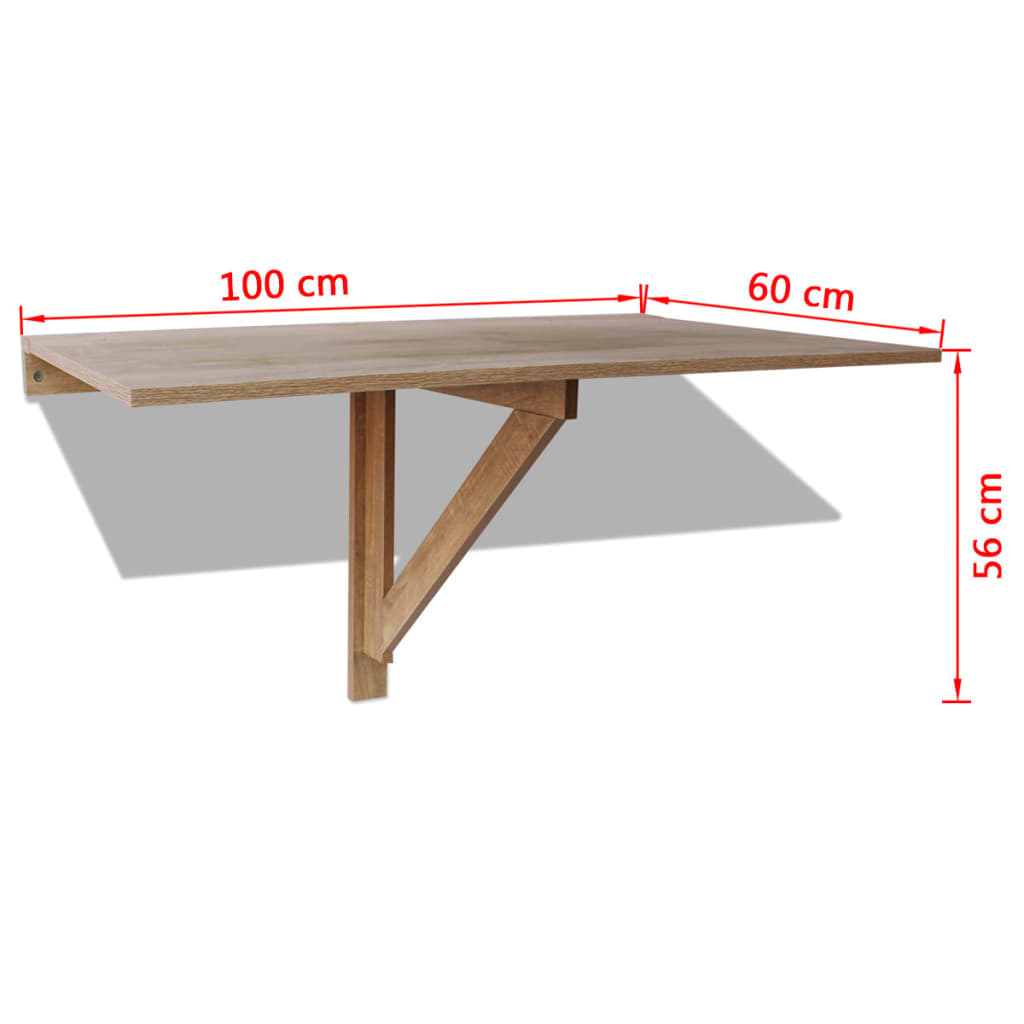 vidaXL Zložljiva stenska mizica hrast 100x60 cm