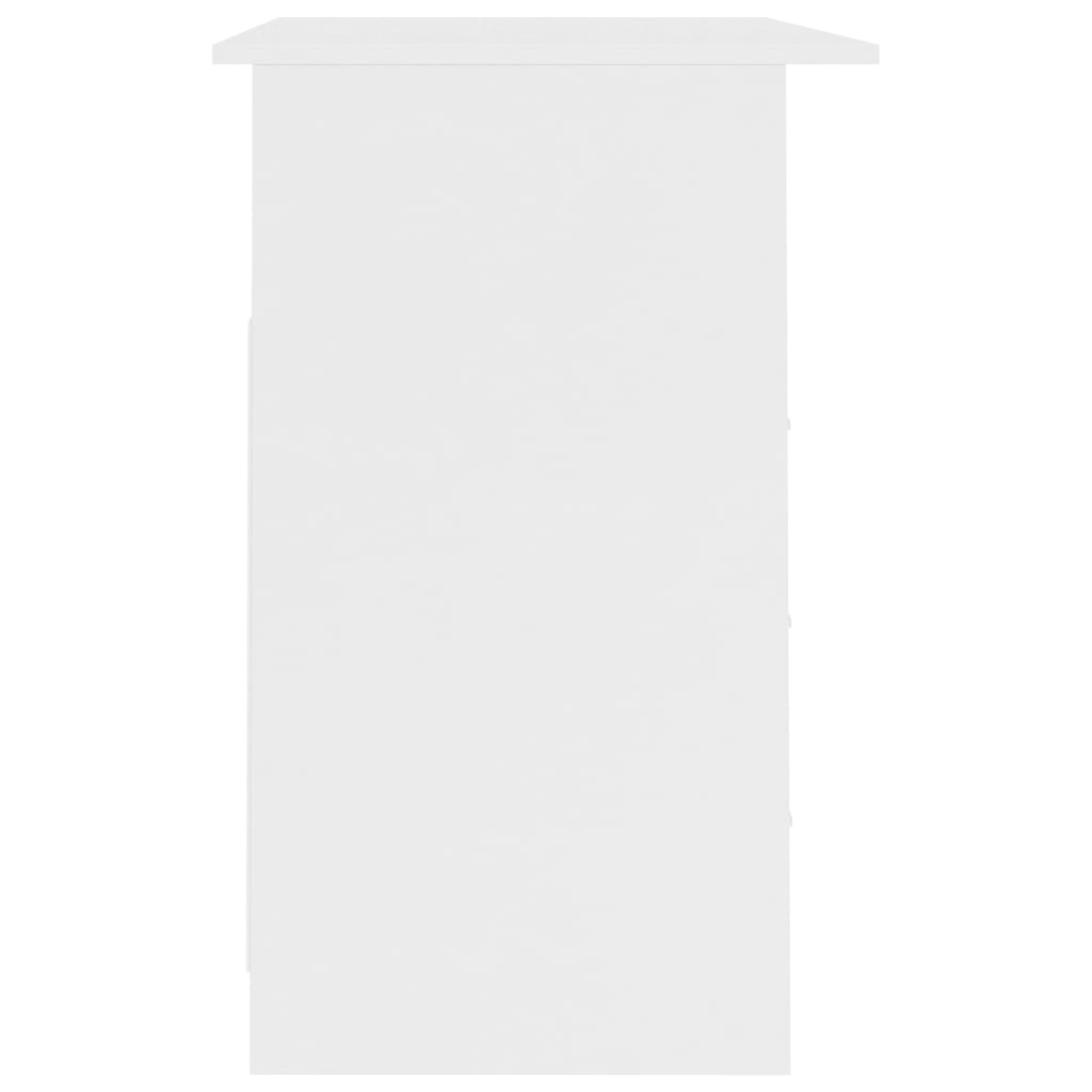 vidaXL Pisalna miza s predali bela 110x50x76 cm iverna plošča