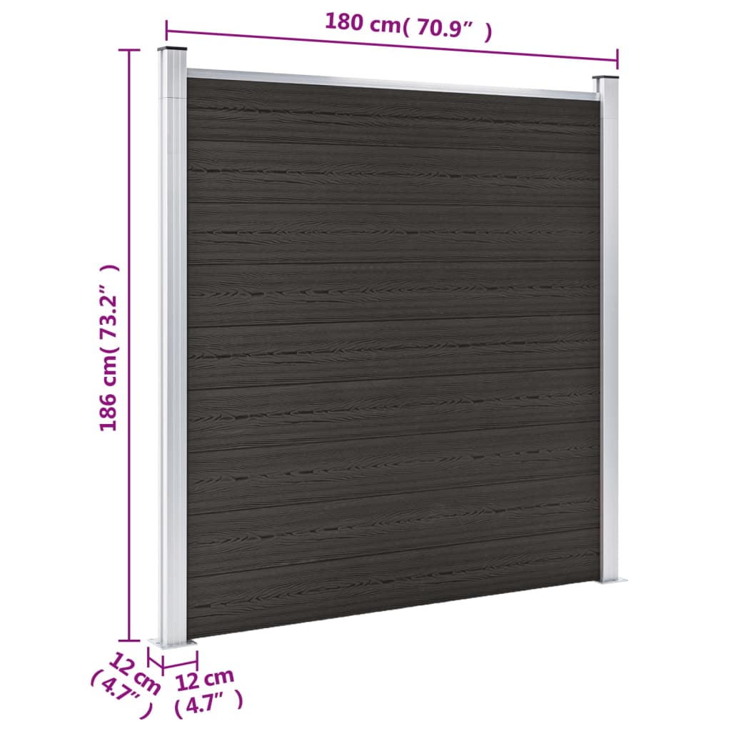 vidaXL Ograjni panel WPC 180x186 cm črn