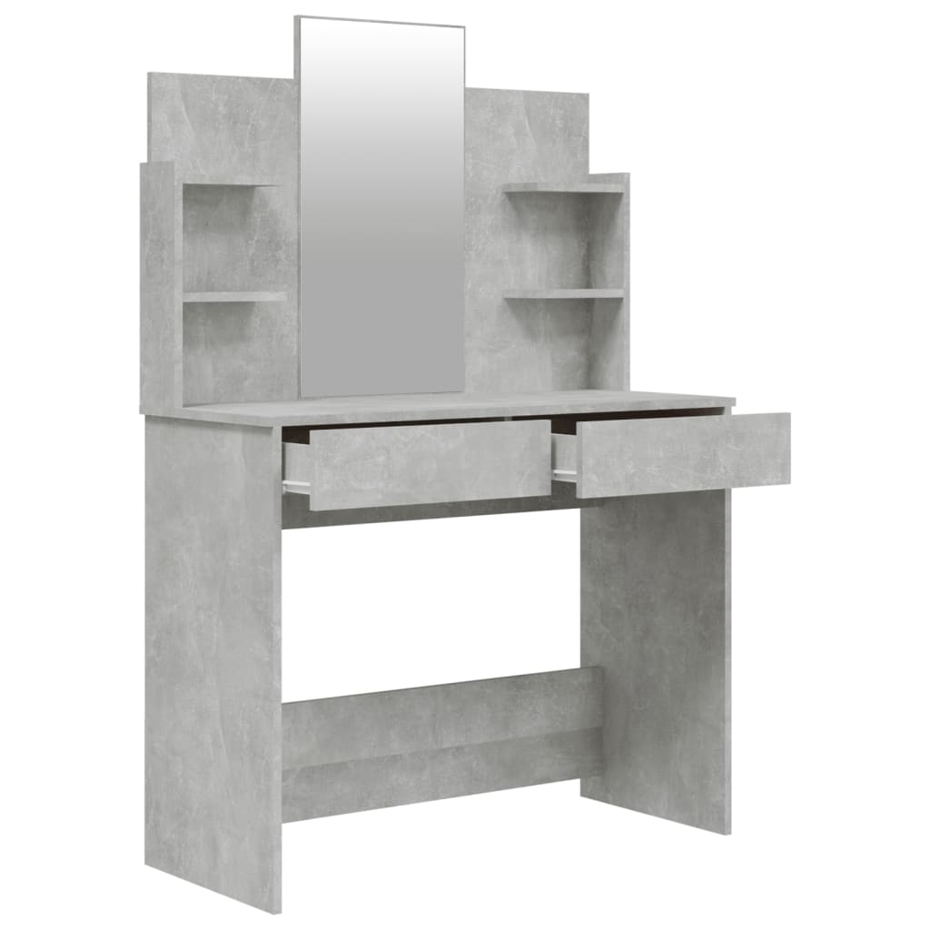 vidaXL Toaletna mizica komplet betonsko sive barve 96x40x142 cm