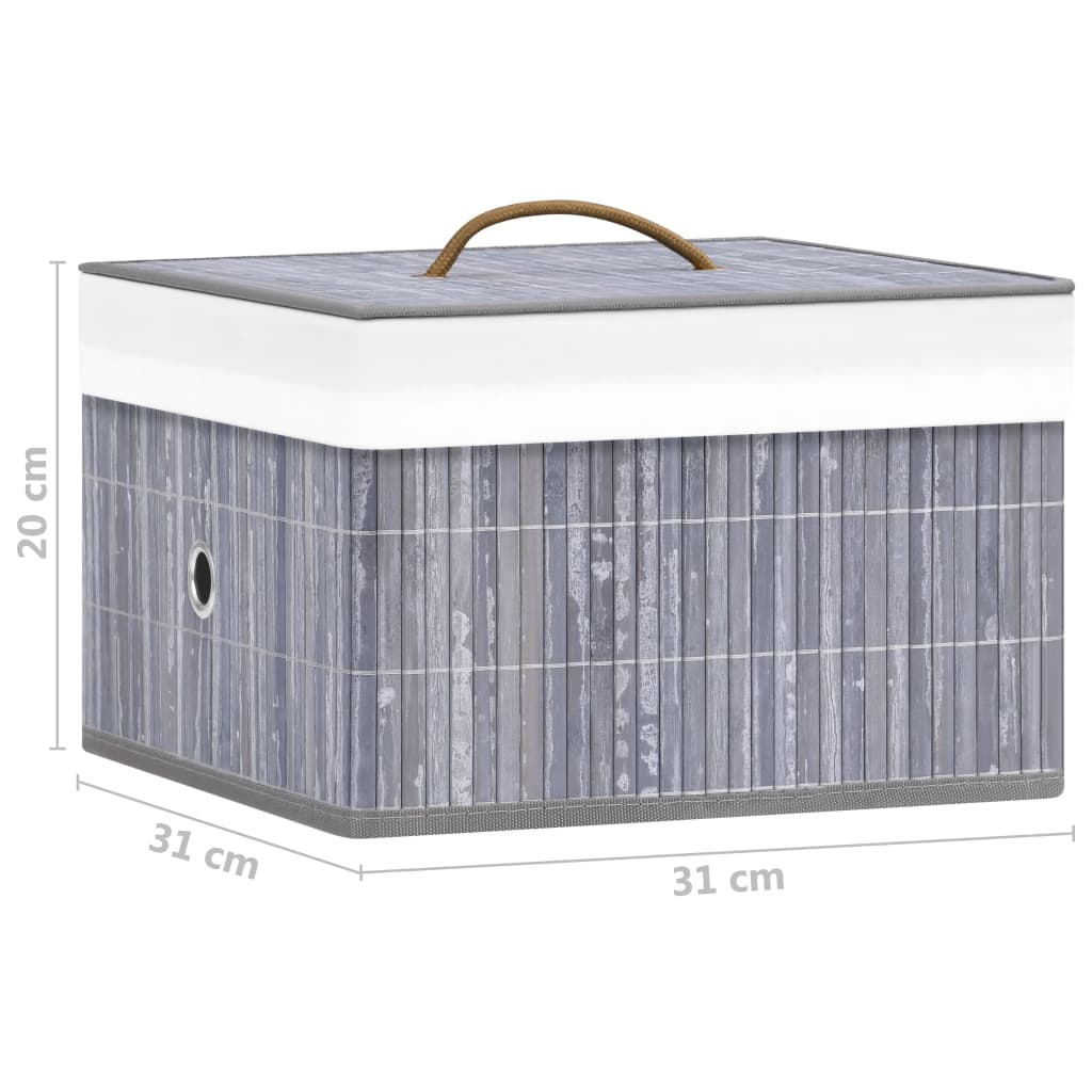 vidaXL Škatle za shranjevanje iz bambusa 4 kosi sive